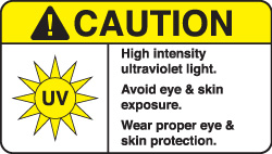 PRECAUCIÓN: Luz ultravioleta de alta intensidad. Use protección adecuada para los ojos y la piel.