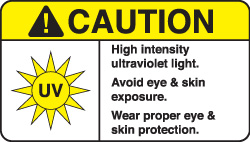 PRECAUCIÓN: Luz ultravioleta de alta intensidad. Utilice protección adecuada para los ojos y la piel.